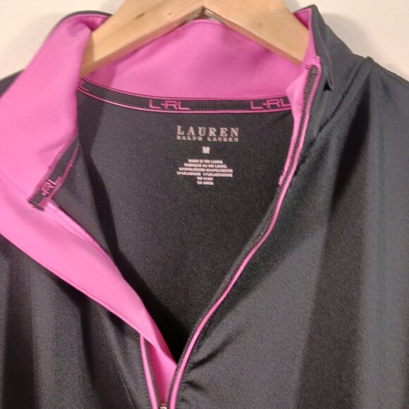 Lauren Ralph Lauren, Black W/ Pink Trim 1/4 Zip Pullover Size Medium, Activewear - Picture 6 of 15